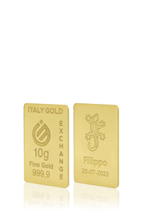 Lingotto Oro 24Kt da 10 gr. Salamandra portafortuna  - Idea Regalo Portafortuna - IGE Gold